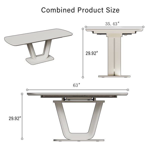 English Elm 62.4" Extendable Mdf Dining Table Mid-century Industrial Style with Bold X Metal Legs W2189S00825