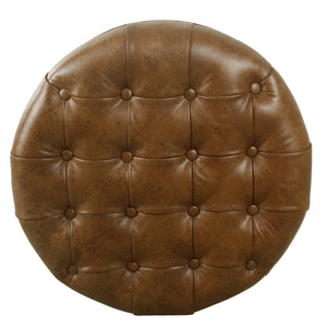 English Elm Gery Round Tufted Storage Ottoman Faux Leather Lift Top Living Room Footrest Brown B056P416975
