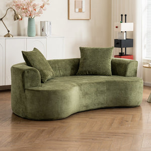 English Elm Moon oversized moon-shaped sleeper sofa with deep cloud-like sponge support and durable linen feel Green W2012P337859