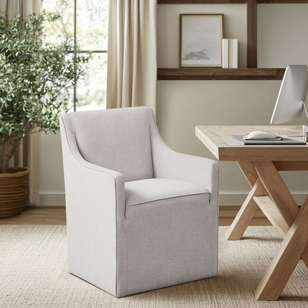 JLA Home Madison Park - Upholstered Slipcovered Dining Arm Chair with Hidden Casters, Plush Dual-Foam Comfort & Durable Frame MP108-1205
