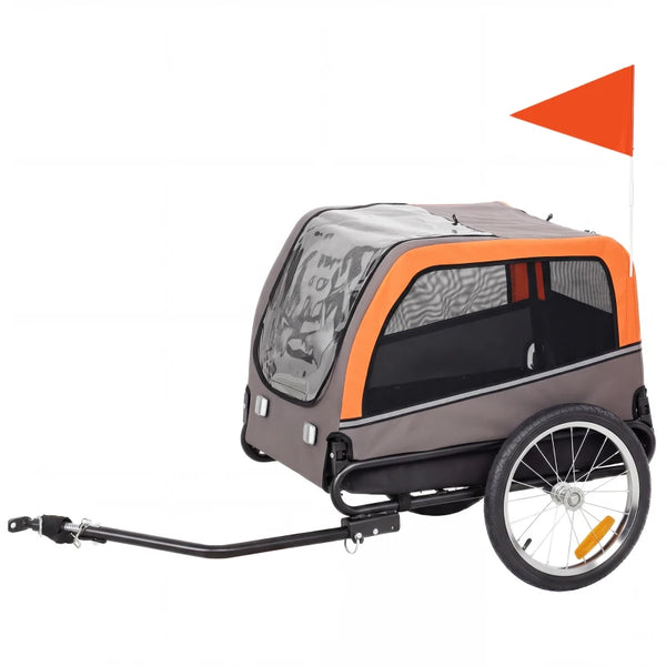 English Elm Foldable Pet Bike Trailer Steel Frame Oxford Fabric Ventilated Cabin for Medium Dogs T3971P468459