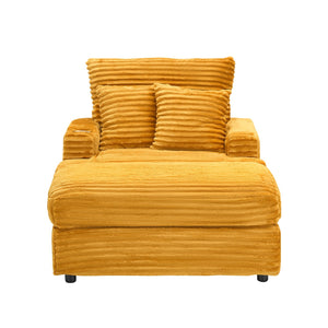 English Elm 39-inch Spring Corduroy Armchair and Ottoman Set with Cup Holder, Plush Sponge Cushions, 350lb Support Orange W1658S00074