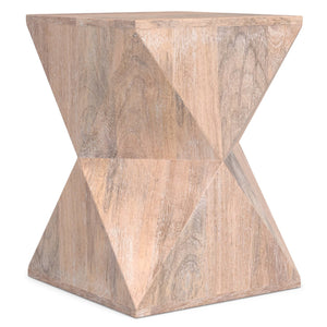English Elm Sutton Solid Mango Wood Side Table Cerused Grain Finish Geometric Contemporary Design B136P419900