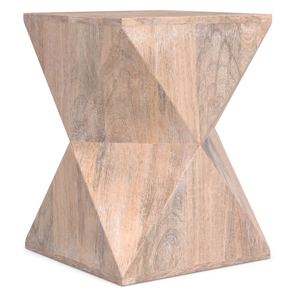 English Elm Sutton Solid Mango Wood Side Table Cerused Grain Finish Geometric Contemporary Design B136P419900