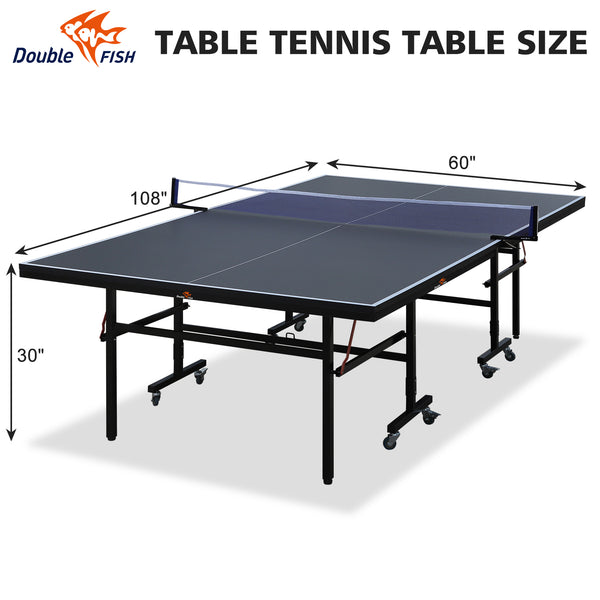 English Elm Double Fish Foldable 9 Ft Mdf Ping Pong Table with Net Paddles Balls Solo Play W3087P250957