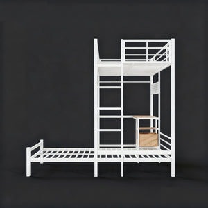 English Elm Bunk Bed Twin Over Twin With L-Shaped Desk, Storage Shelves & Safety Guardrail - Perfect For Teens! W3752P378629