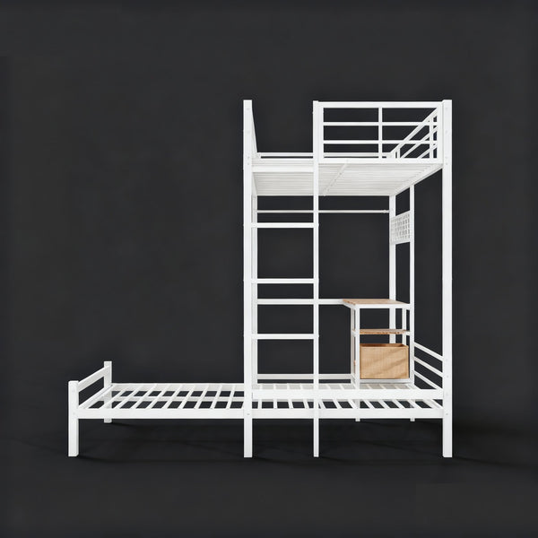 English Elm Bunk Bed Twin Over Twin With L-Shaped Desk, Storage Shelves & Safety Guardrail - Perfect For Teens! W3752P378629