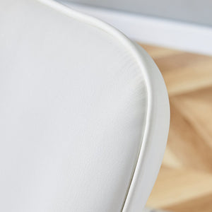 English Elm Modern Pu Leather Dining Chair Set of Six with Curved Back and Polished Metal Legs White+Silver W1151P370779