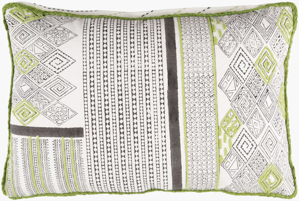 Surya Aba Elegant 13"L X 19"W Cotton Lumbar Pillow - Timeless Style For Living Room Or Bedroom Decor Green Cotton,Cotton Aba001-1319