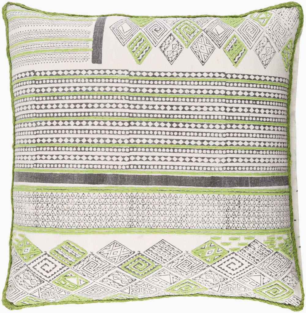 Surya Aba 18" X 18" Classic Cotton Accent Pillow – Elegant Home Decor For Living Room & Bedroom Style Green Cotton,Cotton Aba001-1818d