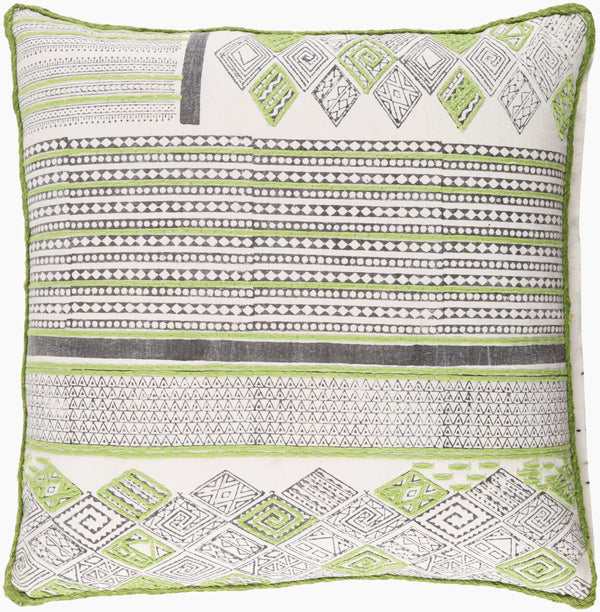Surya Aba 18" X 18" Classic Cotton Accent Pillow – Elegant Home Decor For Living Room & Bedroom Style Green Cotton,Cotton Aba001-1818d