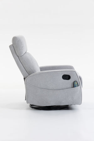 English Elm Short Plush Swivel Recliner Armchair with 360 Degree Rotation for Living Room Grey W547P437355