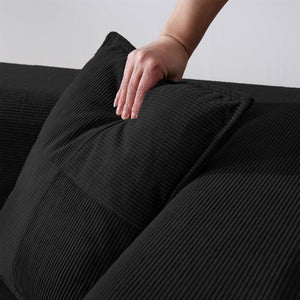 English Elm Modern Modular Sofa Bed Fold-Out Convertible Floor Couch with Removable Backrest, Corduroy Comfort Black W1117P312492