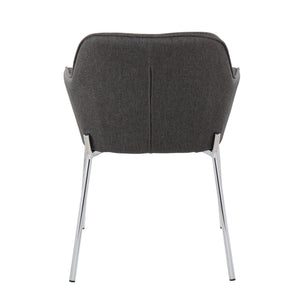English Elm Contemporary Bucket Chair Set of 2 Cream Velvet Upholstered with Slim Black Metal Legs B202S01344