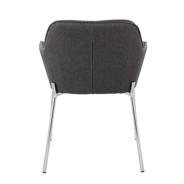 English Elm Contemporary Bucket Chair Set of 2 Cream Velvet Upholstered with Slim Black Metal Legs B202S01344