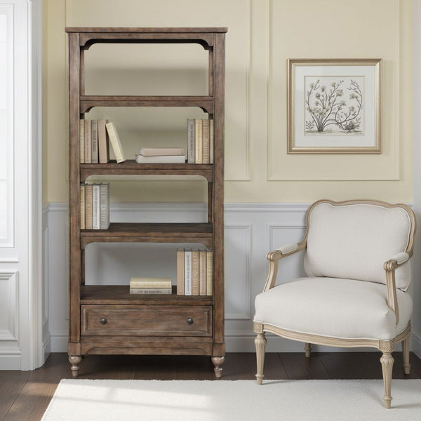 English Elm Middleton Tall Traditional Bookcase Poplar Wood Vintage Finish Pewter Hardware Study B108P468544