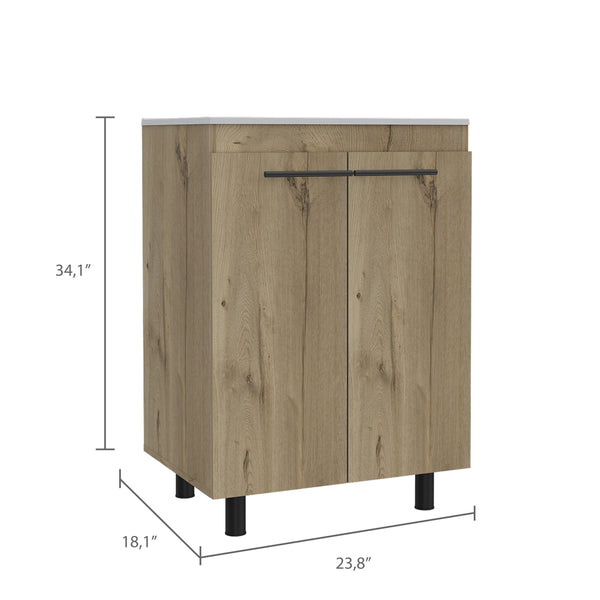 English Elm Selma 60" Freestanding Vanity Cabinet with Division – Durable Particle Board Build, Drop-In One-Hole Sink, Stylish Bathroom Storage and Modern Design Light Oak 28 L x 22 W x 7 H B128S00075