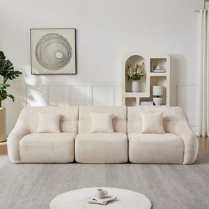 English Elm [video]123.2 Inch Chenille Modular Sectional Sofa Four Seat Cloud Cushion Living Room Beige W3505S00060