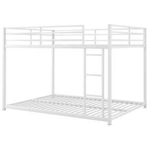 English Elm Full Over Low Profile Steel Bunk Bed with Guardrail and Integrated Ladder White MF285536AAK