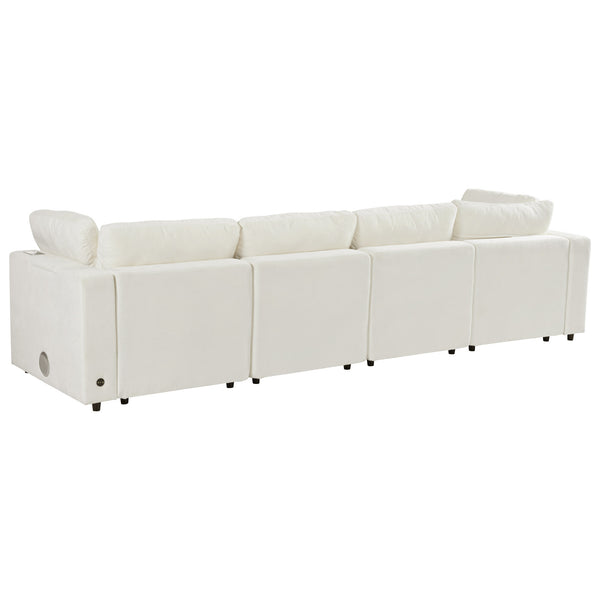 English Elm U-style Modular Sectional Sofa Chenille Upholstered with Bluetooth Speaker and Usb Charging WY000465AAA