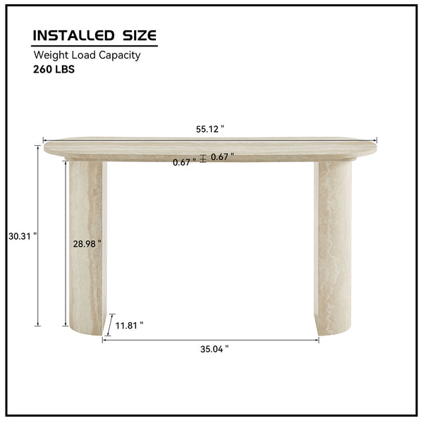 English Elm 55.12 Inch Faux Marble Mdf Console Table Slim Entryway Sofa Surface Modern Style W2582P385334