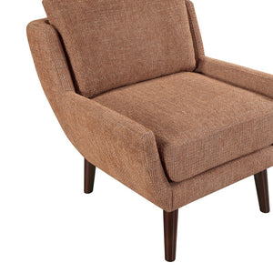 English Elm 1pc Mid-Century Orange Accent Chair with Chenille Upholstery, Reversible Cushions & Solid Wood Legs B011P315598
