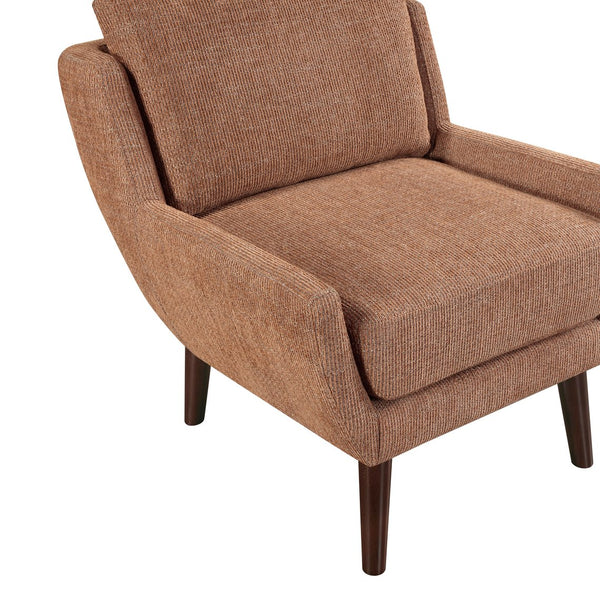 English Elm 1pc Mid-Century Orange Accent Chair with Chenille Upholstery, Reversible Cushions & Solid Wood Legs B011P315598