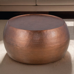 English Elm CT501 Hand-Hammered 32" Round Aluminum Coffee Table — No Assembly, Farmhouse Elegance & Durable Finish Copper B009P298417