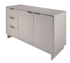 English Elm Granville 55" Sideboard with Solid Wood Ribbed Drawers, Gold Steel Handles & 3 Concealed Shelves LIGHT GREY B365S00119