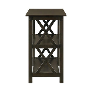 English Elm 2-shelf Deep Merlot Wood Entryway Console Table with Geometric X-Side Panels and Ample Open Shelving B016P370530