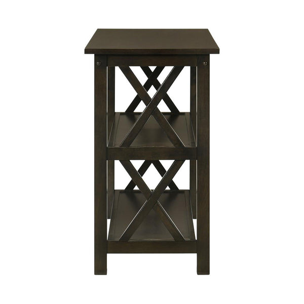 English Elm 2-shelf Deep Merlot Wood Entryway Console Table with Geometric X-Side Panels and Ample Open Shelving B016P370530