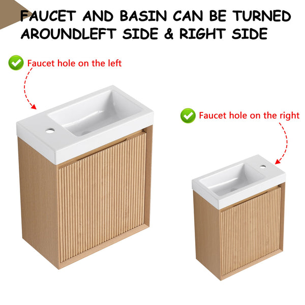 English Elm 18.5" Wall-Mounted Bathroom Vanity With Resin Sink & Soft-Close Door For Smart Space-Saving Design W1972P362127