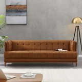 English Elm Ashcroft Furniture - Mara  Tufted Cognac Leather Sofa