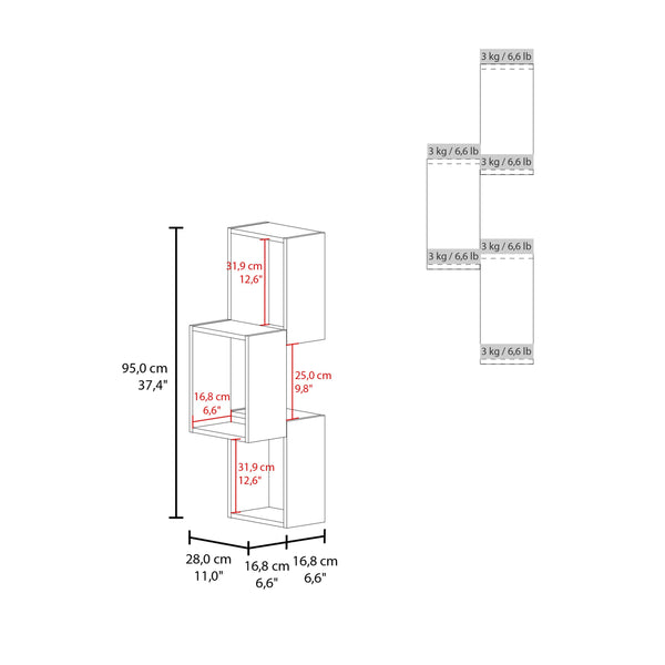 English Elm Stormi Wenge Wall-Mounted Geometric Shelf Unit — Asymmetrical Cube Design, Space-Saving Organizer B128P375286