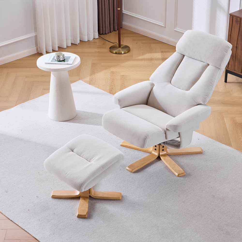 English Elm Black Pu Leather Swivel Accent Chair with Ottoman Heated Massage Wood Base Lounge W3248P464442