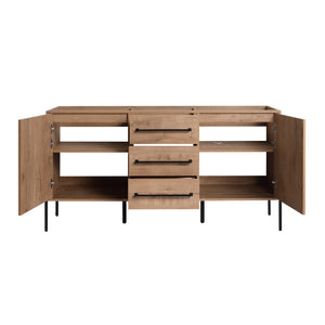 English Elm 60" Freestanding Bathroom Vanity with Soft-close Doors and Three Drawer Storage W999P405133