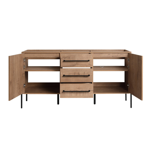 English Elm 60" Freestanding Bathroom Vanity with Soft-close Doors and Three Drawer Storage W999P405133