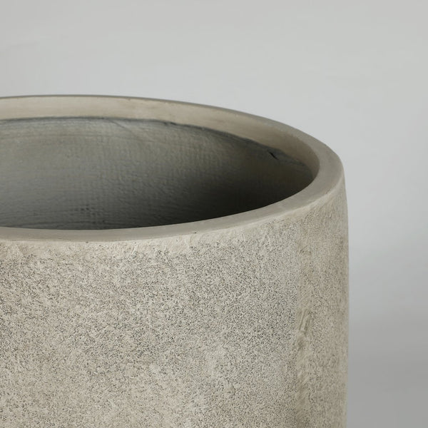 English Elm Round Concrete Style Planter Duo Handcrafted Magnesium Oxide Pots for Patio Garden W347P449373
