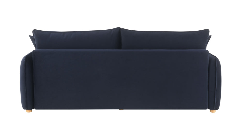 English Elm Irina Blue Velvet Sleeper Sectional Sofa with Storage & Full-Size Pull-Out Bed, Plush Foam Comfort B2726P250943