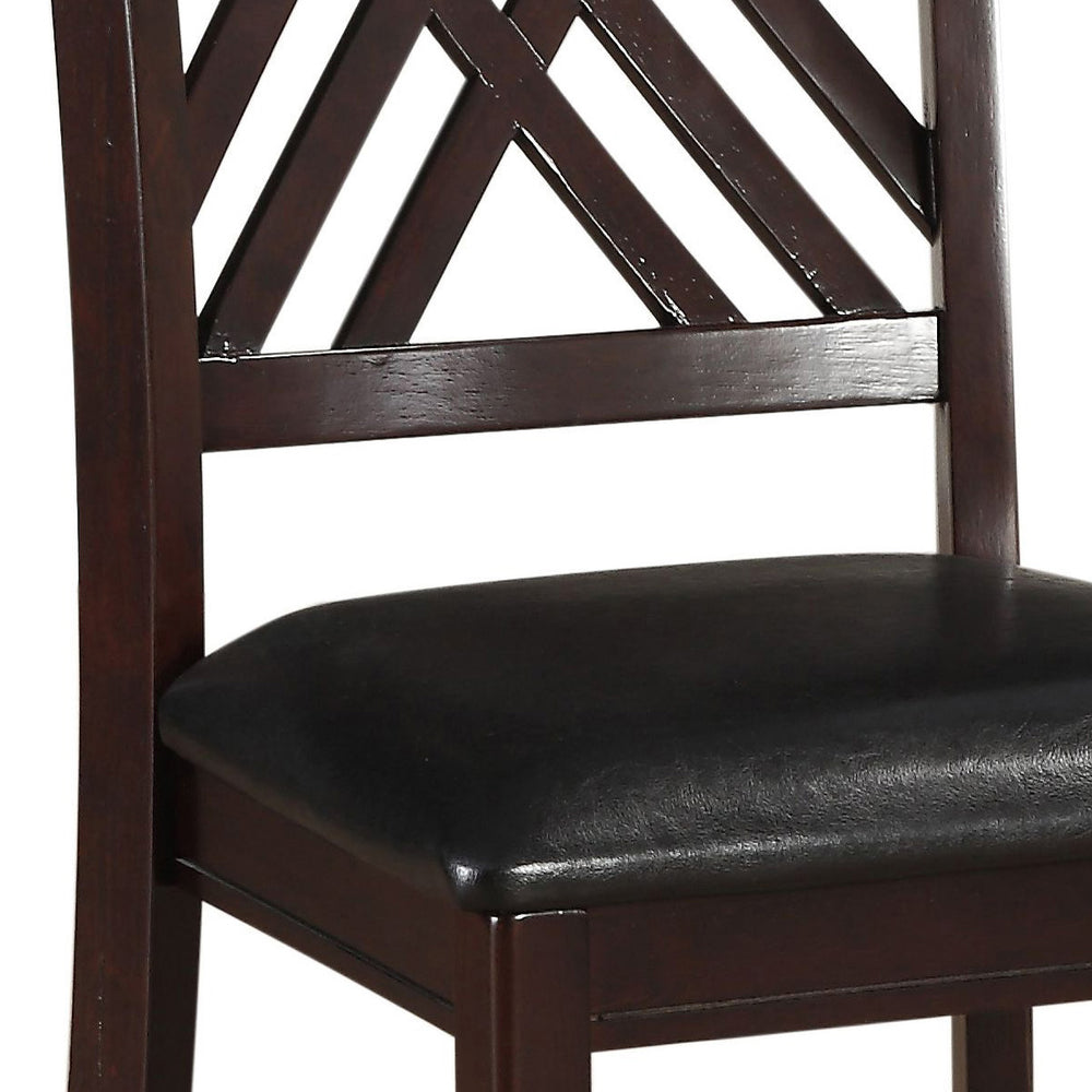 English Elm Black Ladder Back Side Chairs Set of 2 with Cherry Finish, Faux Leather Upholstery, Sturdy Rubberwood Design Espresso B062P186534