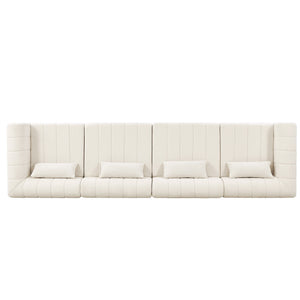 English Elm 145.5 Inch Four Piece Modular Sectional Sofa Beige Polyester Low Profile Living Room N767P346281B