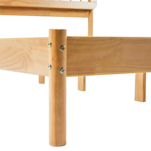 English Elm Walker Edison - Mid-Century Solid Pine Queen Spindle Bed Frame with Slat-Back Design, Warp-Resistant Slats, Sturdy Support Natural Wood 84.5 L x 25 W x 5 H B185P169116
