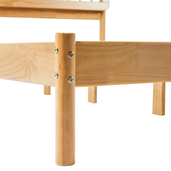 English Elm Walker Edison - Mid-Century Solid Pine Queen Spindle Bed Frame with Slat-Back Design, Warp-Resistant Slats, Sturdy Support Natural Wood 84.5 L x 25 W x 5 H B185P169116