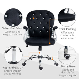 English Elm Vinsetto Elegant Velvet Office Chair - Adjustable Height, Padded Armrests, Swivel Casters For Comfort W2225P217495-GIGA