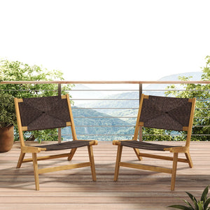 English Elm Christopher Knight Home® - Acacia Wood Outdoor Armless Lounge Chair Set Of 2 - Weather-Resistant, Stylish, And Durable Design N772P265277T