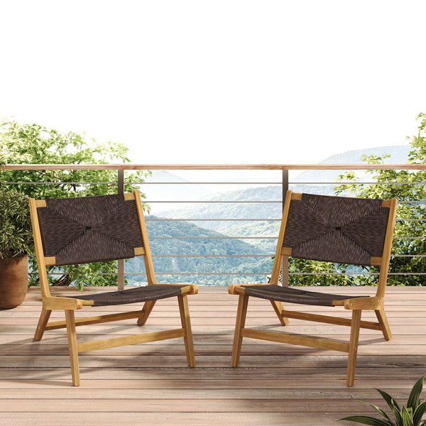 English Elm Christopher Knight Home® - Acacia Wood Outdoor Armless Lounge Chair Set Of 2 - Weather-Resistant, Stylish, And Durable Design N772P265277T