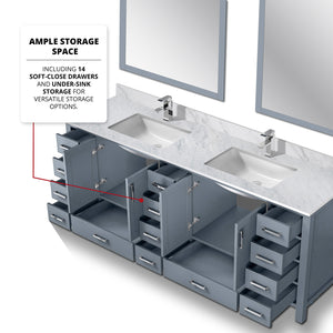 English Elm Dark Grey Double Bath Vanity Set With Carrara Marble Top, Chrome Faucet, And Elegant 34" Mirrors B2731S01063