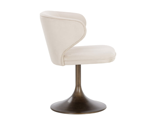 Sunpan Simone Swivel Dining Chair - Modern Performance Fabric Design with Antique Brass Base for Style Casablanca Cloud