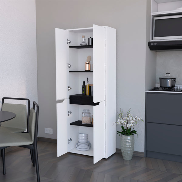 English Elm FM Keyser Multistorage Kitchen Pantry Cabinet with 5 Shelves & 4 Doors, Space-Saving Durable Design B128P321071