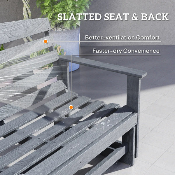 English Elm Double Outdoor Glider Bench Weatherproof Hdpe Slatted Farmhouse Porch Loveseat for Two Gray T3971P459259